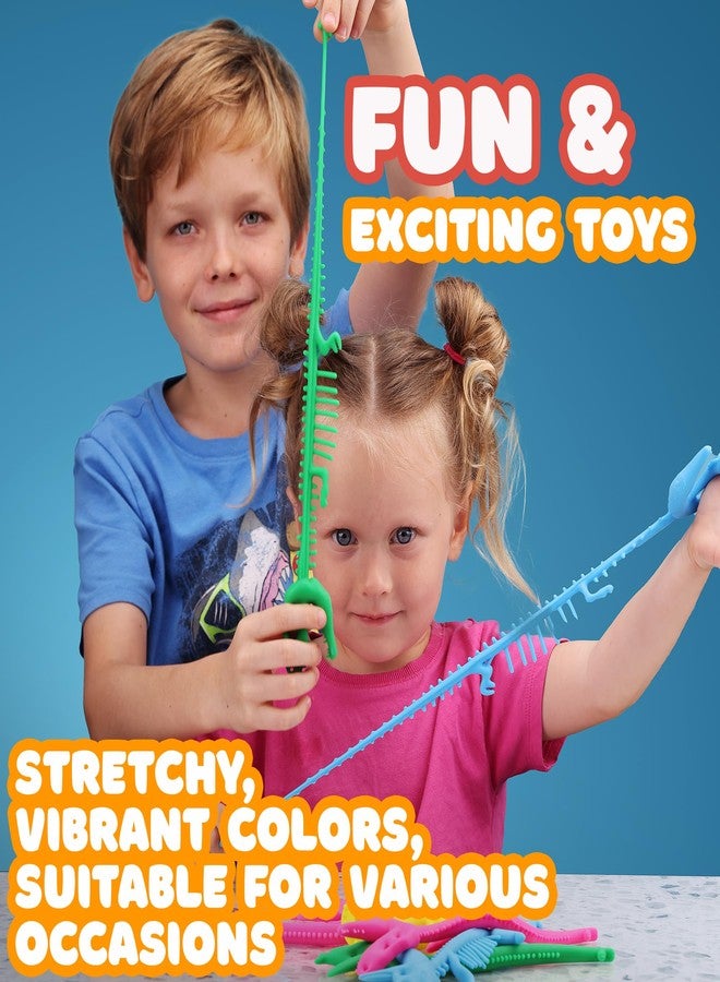 Entervending Dinosaur Toys - Stretchy Strings Fidget Toy for Kids - 9” Fun and Colorful Sensory Toys for Stress Relief, Dinosaur Party Favors & Birthday Decorations - Pack of 12 pcs - Image 5
